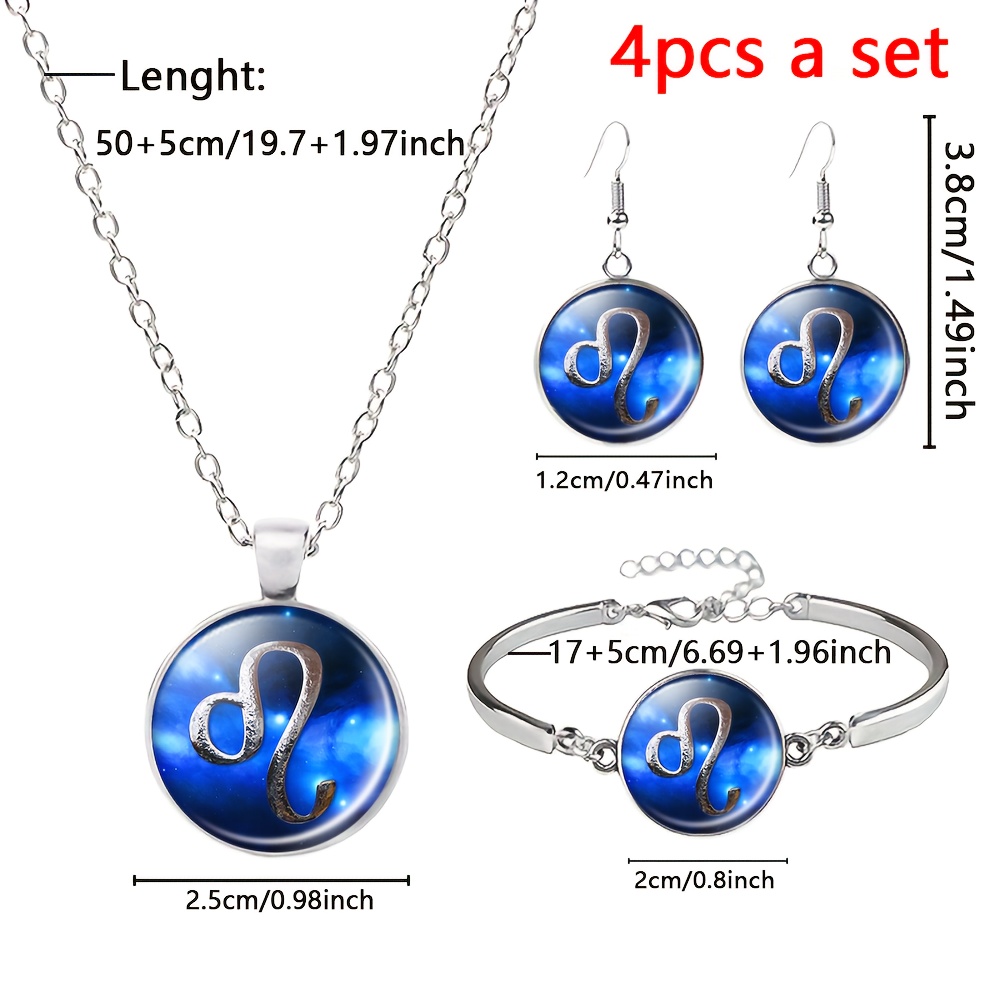 4pcs White Jewelry Set, Necklace, Bracelet, Stud Earrings