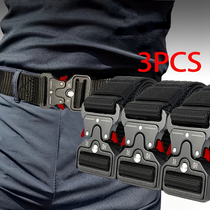 TEMU 3 Pack Men's Tactical Belts, Multifunctional Fashion Belts, Quick- Durable Belts.