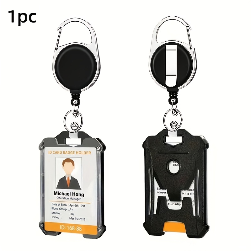 1pc Retractable Work Card Holder, Of Storing Multiple Cards Simultaneously, Suitable For Office And Outdoor Use, Made Of Durable Plastic Material