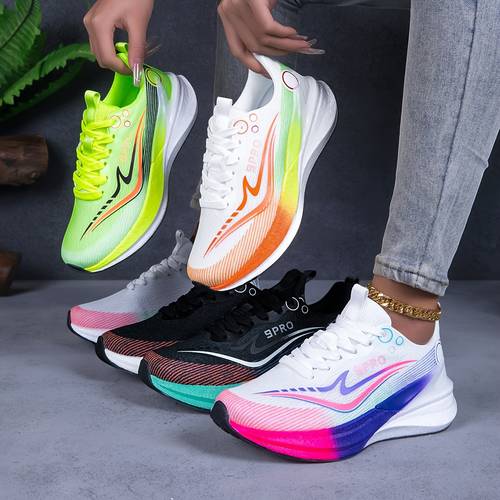 womens multicolor casual sneakers breathable sneakers with thick soles walking running perfect gift for fashion lowtop walking shoes non slip wear resistant fabric lined fashionable footwear for suitable for casual wear