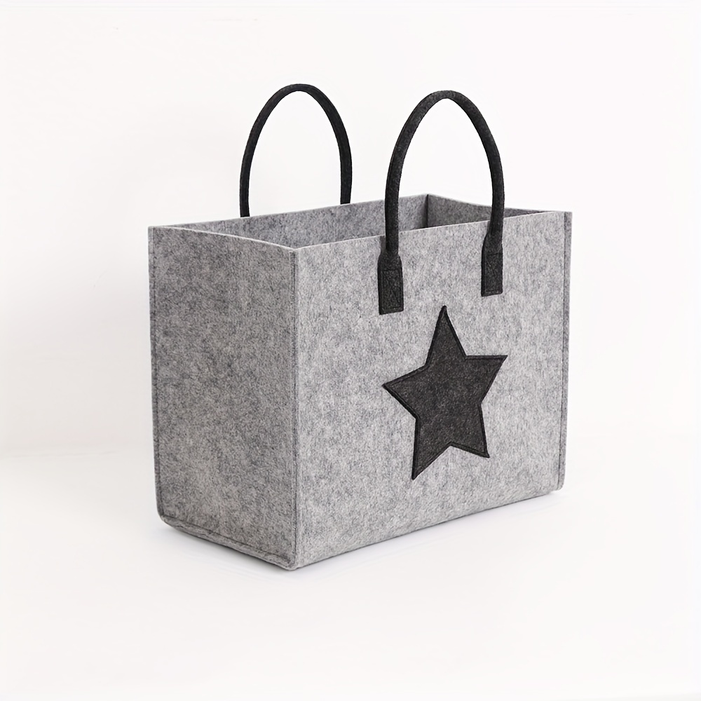 TEMU 1pc Large Capacity Felt Handbag, Storage Bag, Grocery Shopping Bag, Foldable Shoulder Bag, Handbag