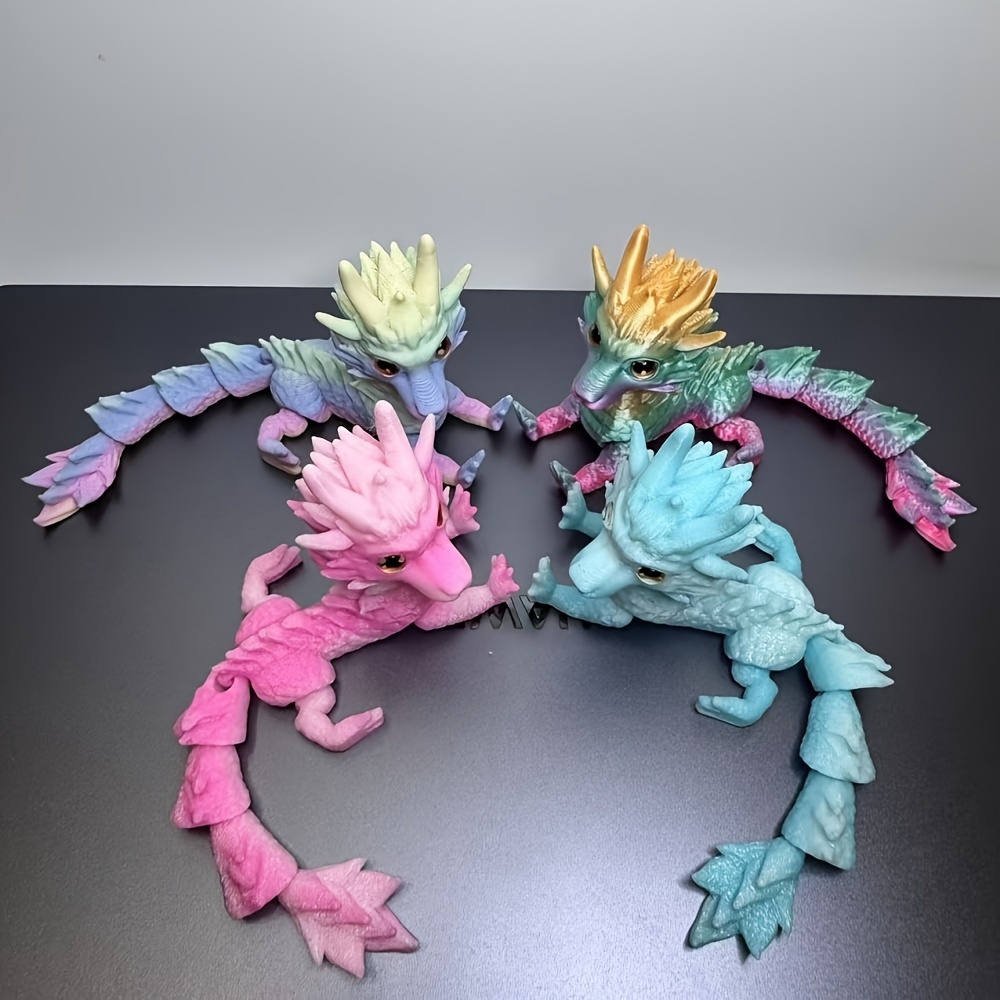 

Unique 3d Printed Mini Dragon Figurine With Lifelike Eyes & Flexible - Desk Decor & Holiday Gifts, Color