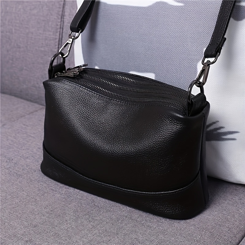 Large Capacity Bag Opening Three-layer Zipper Body Bag Outdoor Phone Bag Wallet Fashion Versatile Shoulder Bag Classic Lychee Texture Small Bag Retro Women'