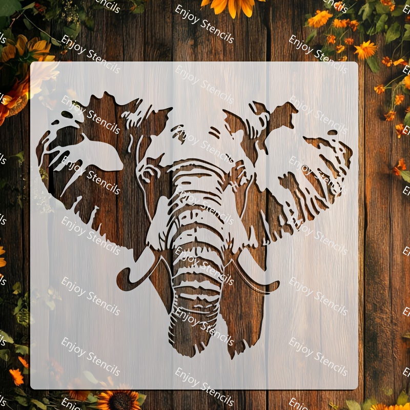 TEMU 1pc Elephant Stencil - 11.81x11.81 Inches Reusable Animal Painting Template, Suitable For Drawing On Paper, Walls, Fabric, Paper, And Other Home