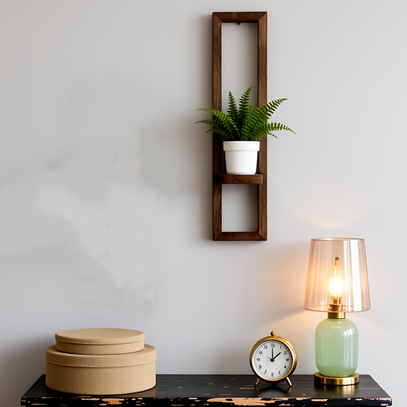 TEMU 1pc Solid Wood Wall-mounted Shelf - Modern Minimalist Corner Shelf With Curved/radiating Branch Suitable For Living Room, Bedroom,, Photo
