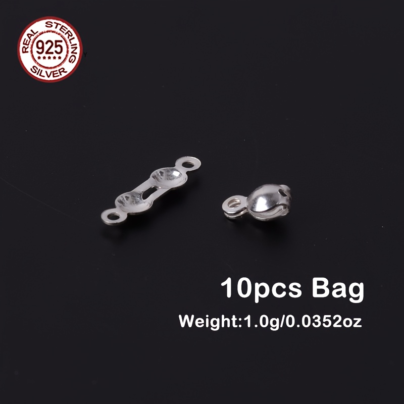 10pcs/bag S925 Sterling Silver Bead Tip Ends Clamshell Crimp Tips Fold-over Bead Covers For Jewelry Making Diy Bracelet Necklace Accessories