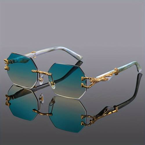 geometric frameless leopard print glasses for men and women frameless edge fashion vintage decorative eyewear for street style and trends