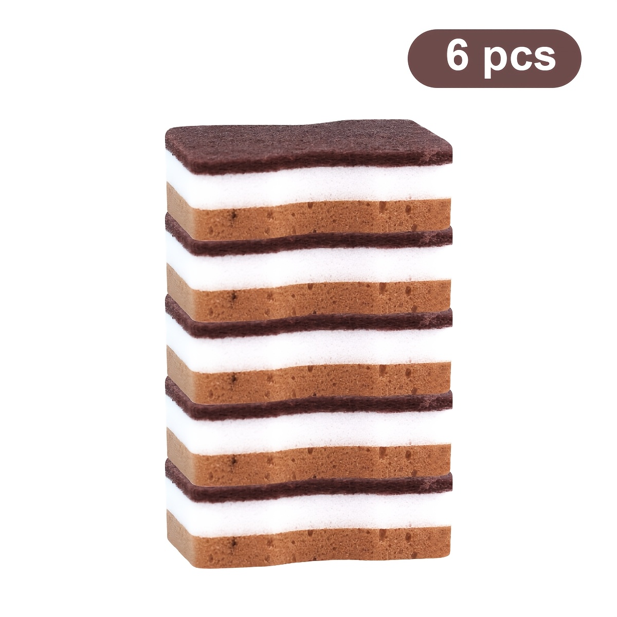 TEMU 6/24 piezas Paño de Fregado con y Arena, Esponja de Densidad para Lavar Platos, Cepillo de Cocina, Estropajo para Ollas y Utensilios