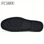 buty męskie fcshou wsuwane - eleganckie buty biznesowe z prawdziwej skóry, antypoślizgowa gumowa podeszwa i oddychająca wyściółka pu - na każdą porę do biura, codziennego noszenia wyjścia (czarne), stylowy design | trwałe obuwie o dobrej przyczepności