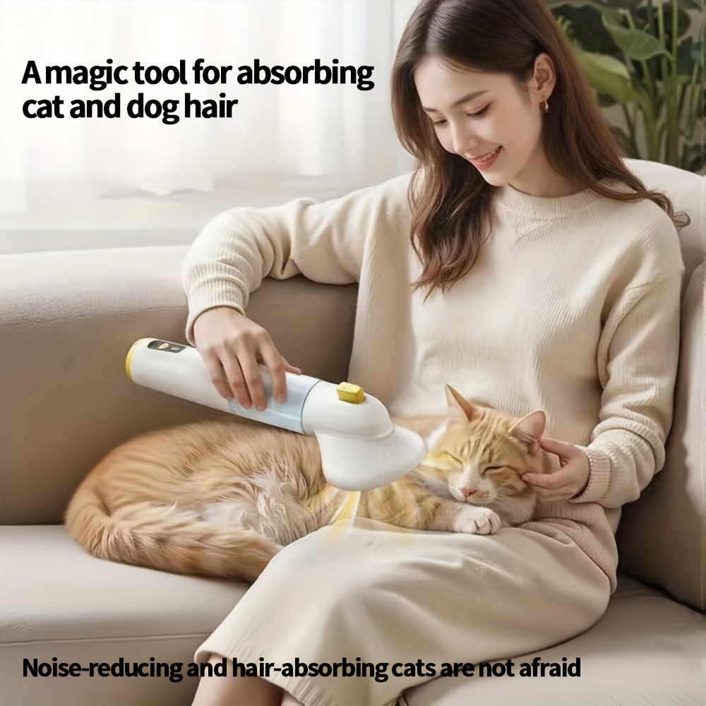 a pet grooming and hair vacuum device that automatically   cat fur from carpets and beds 0