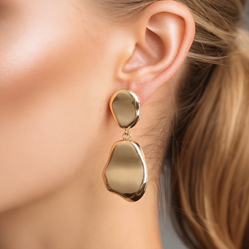 Image of 1 Pair Elegant Easy Irregular Geometric Drop Earrings, And Fashionable, Suitable For Women' Gatherings And Party Decoration