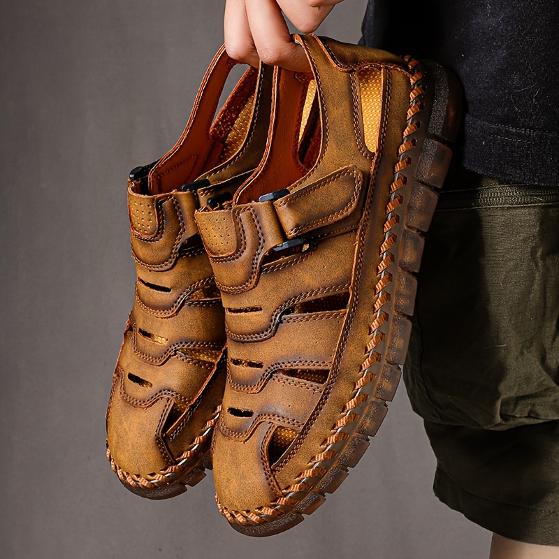 Men's Handcrafted Men's Shoes, Summer Fashion Outdoor Beach Sandals, Breathable Plus Size Sandals