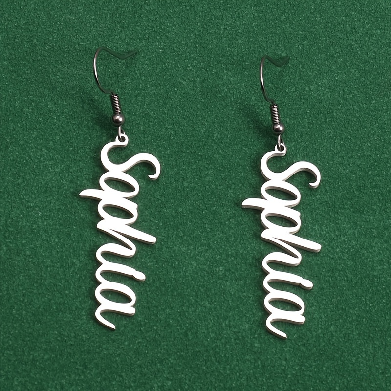 

Customized Drop Earrings Made Of 304l Stainless Steel Just Send Us The Content, And U'll Get Your Personalized Jewelry (within 15 Letters)