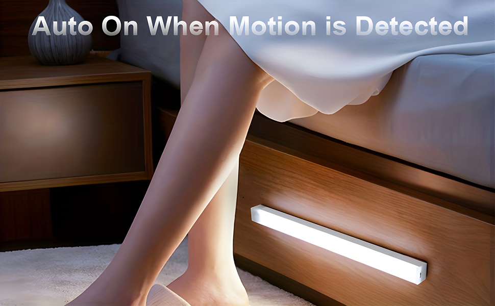 3pcs Smart LED Motion Sensor Lights, Rechargeable LED Lighting for Wine Cabinet, Wardrobe, Bedroom RV and Staircase Lighting, Charging, Atmospheric Effect, Stylish Design