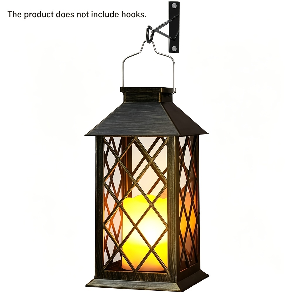 TEMU Outdoor Vintage Solar Lantern, Garden Lantern Large Led Flickering Flame-free Candle Lantern, Solar Hanging Light, Decorative Outdoor Gift,