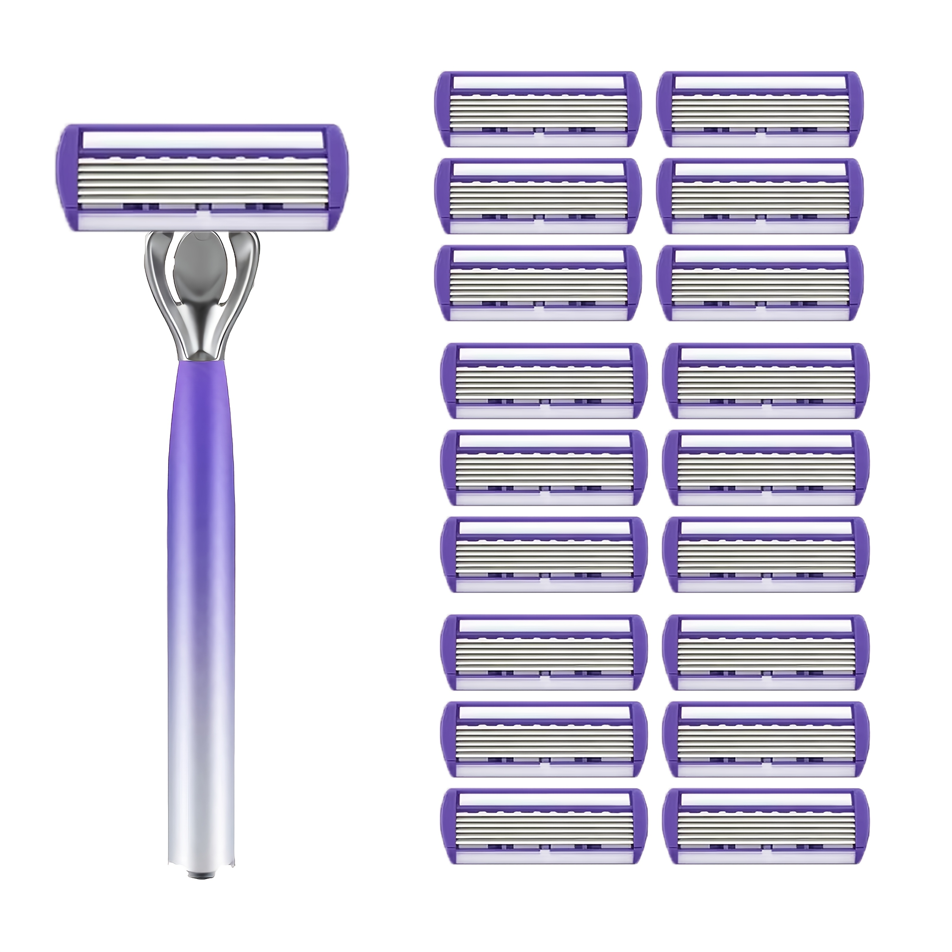 Image of High-quality Women' Steel Razor Set For Smooth, Close, And Comfortable Hair Removal, Featuring Sharp, Durable And Conveniently Replaceable Razor Heads With Options For 3/6/9/12/18 Refills