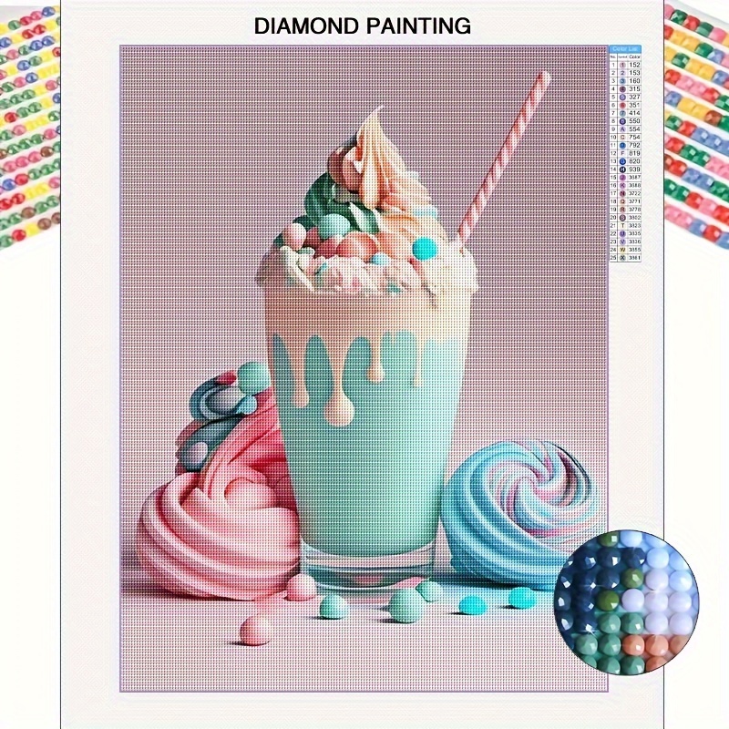 

5d Diamond Painting Kit For Adults Ice Cream Sundae – Round Diamond Full Drill Canvas Art Set, Diy Mosaic Craft Wall Decor, Perfect For Beginners And Hobbyists, Frameless Home Decoration 11.8"x15.8