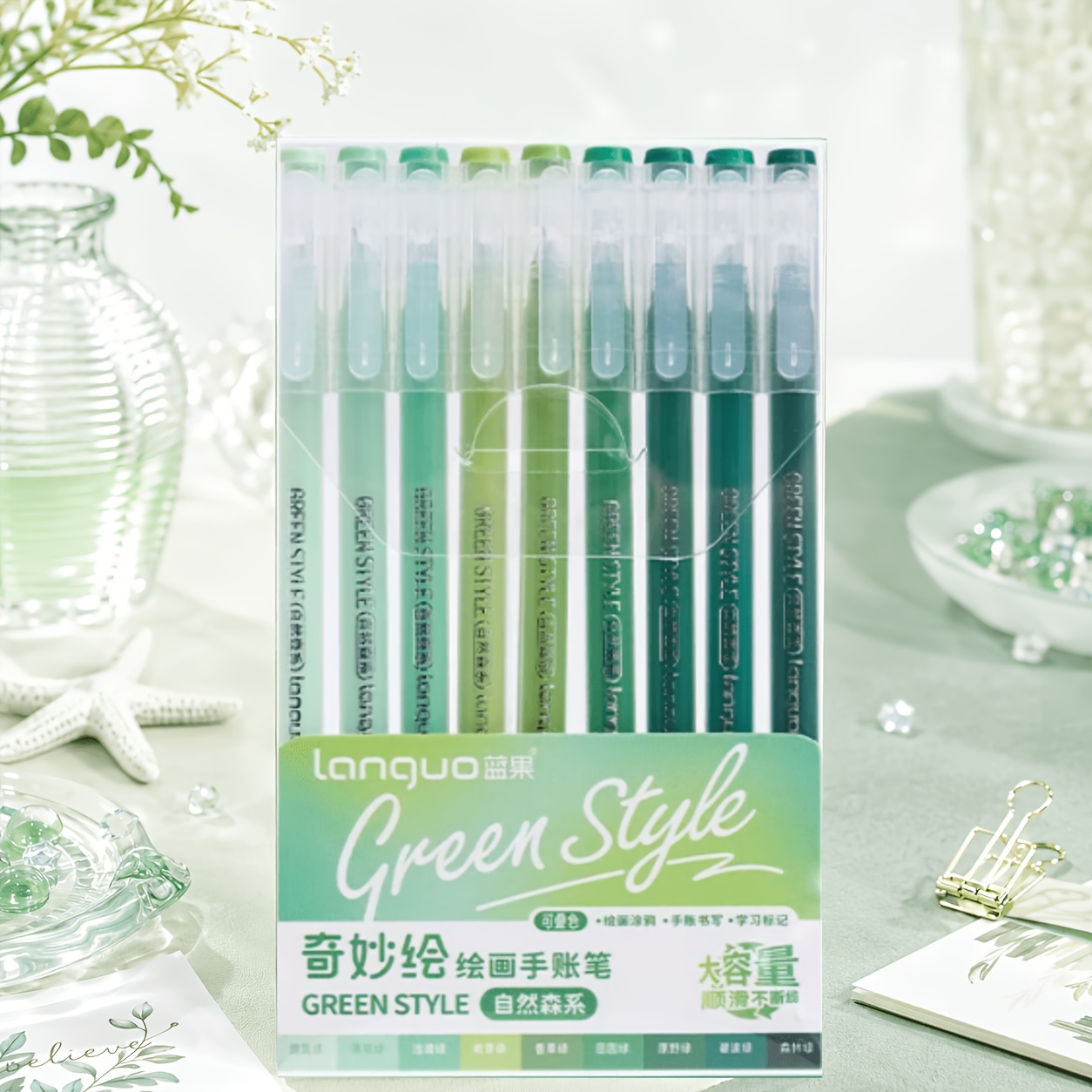 TEMU Languo 9-pack Stationery Pen Series - Adult Painting Gel Pen - Drawing Pen Set - The Needs Of Scenes Such As Line Drawing, Color Filling, , And