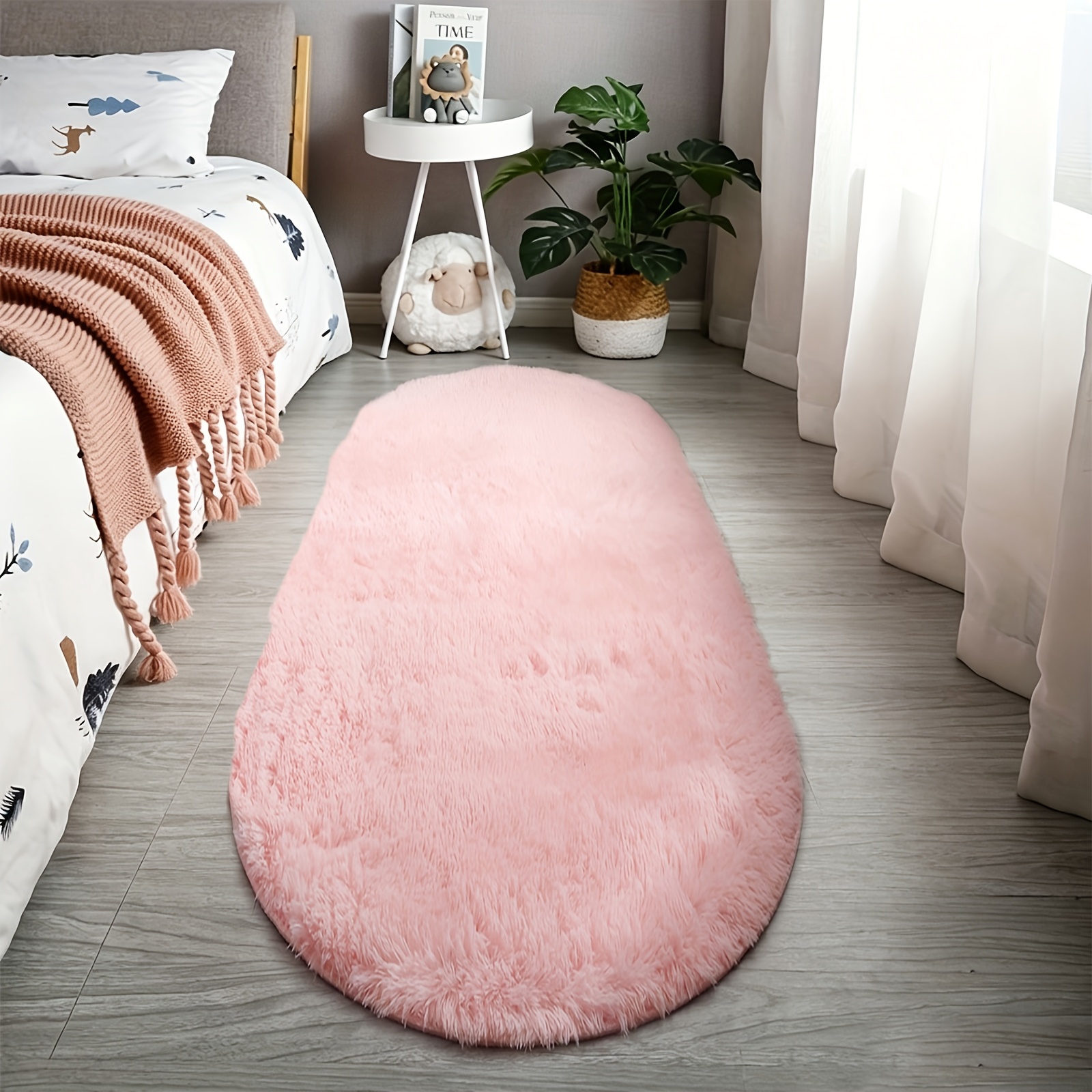 TEMU 1 Piece Of Oval Skin-friendly Soft Bedside Rug, Suitable For Bedroom Bedside, Available In Multiple Colors And Sizes, Comfortable , Christmas