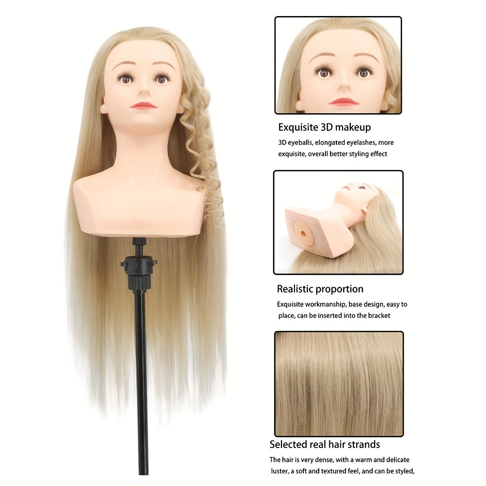 Übungskopf Für Frisur & Make-up – 56 Cm Mit 70% Echthaar, Hellbraun