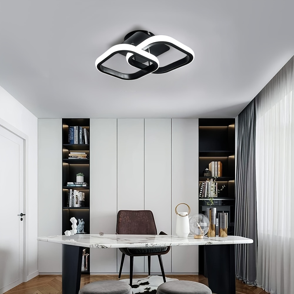 1pc Modern Black White Square Ceiling Light, Creative Lamp with Adjustable Color Temperature, Suitable for Home Lighting/commercial Lighting/hotel