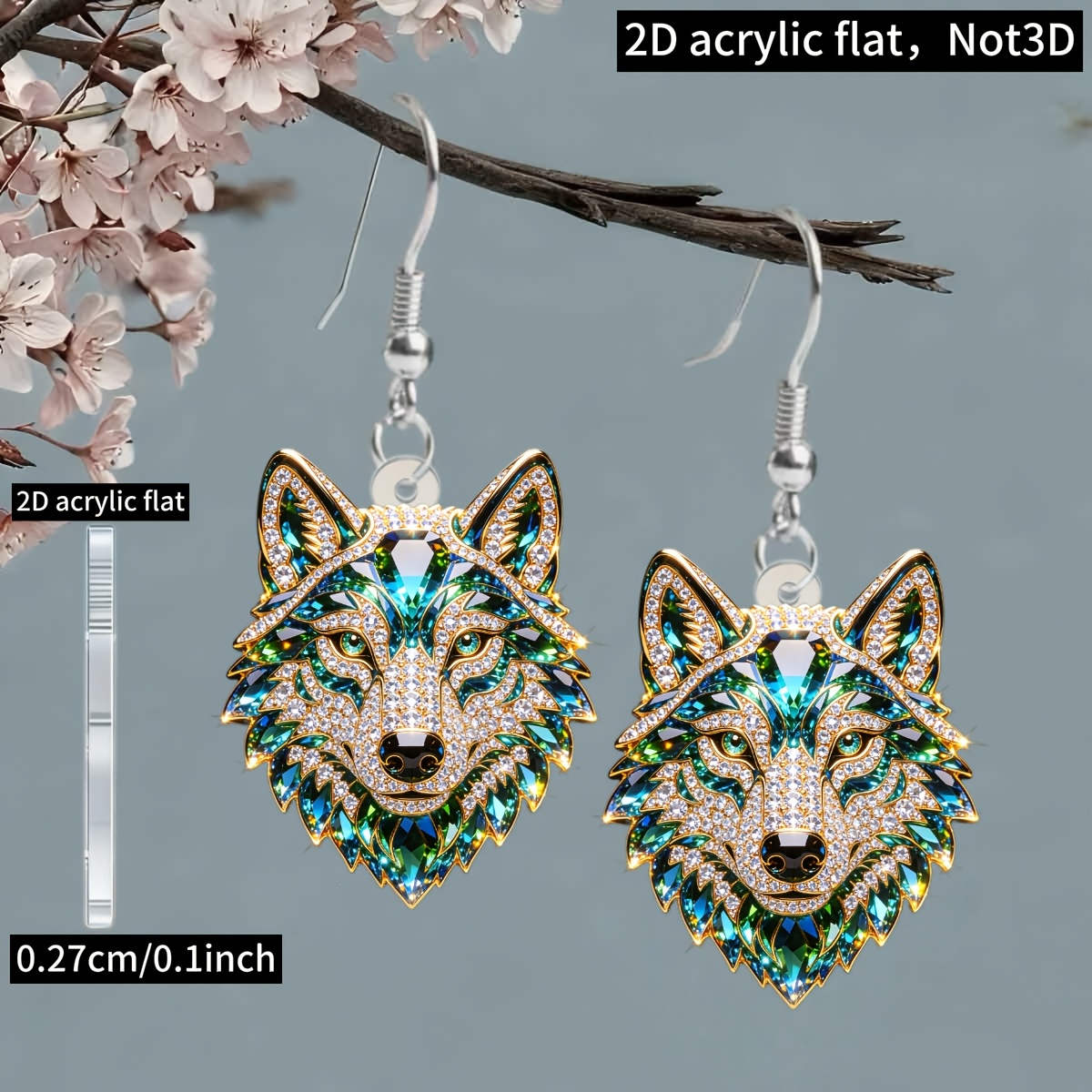 Women's Fierce Wolf Head Pattern Drop Earrings