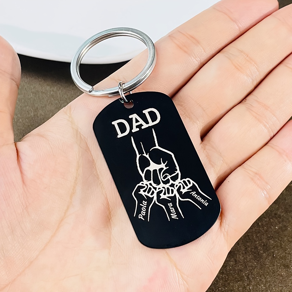 

1pc Fashionable Steel Keychain For Dad Engraving - Non-plated, Non-braided Metal Keyring 1-4 Personalized - Christmas For Father