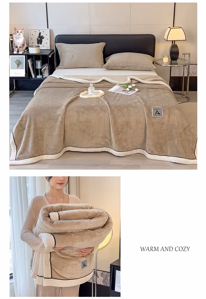1pc traditional style reversible carved velvet throw blanket friendly warm thick knitted for autumn winter multipurpose polyester 100 quilted blanket for nap sofa office machine washable solid pattern space theme 450 500gsm Product details 3
