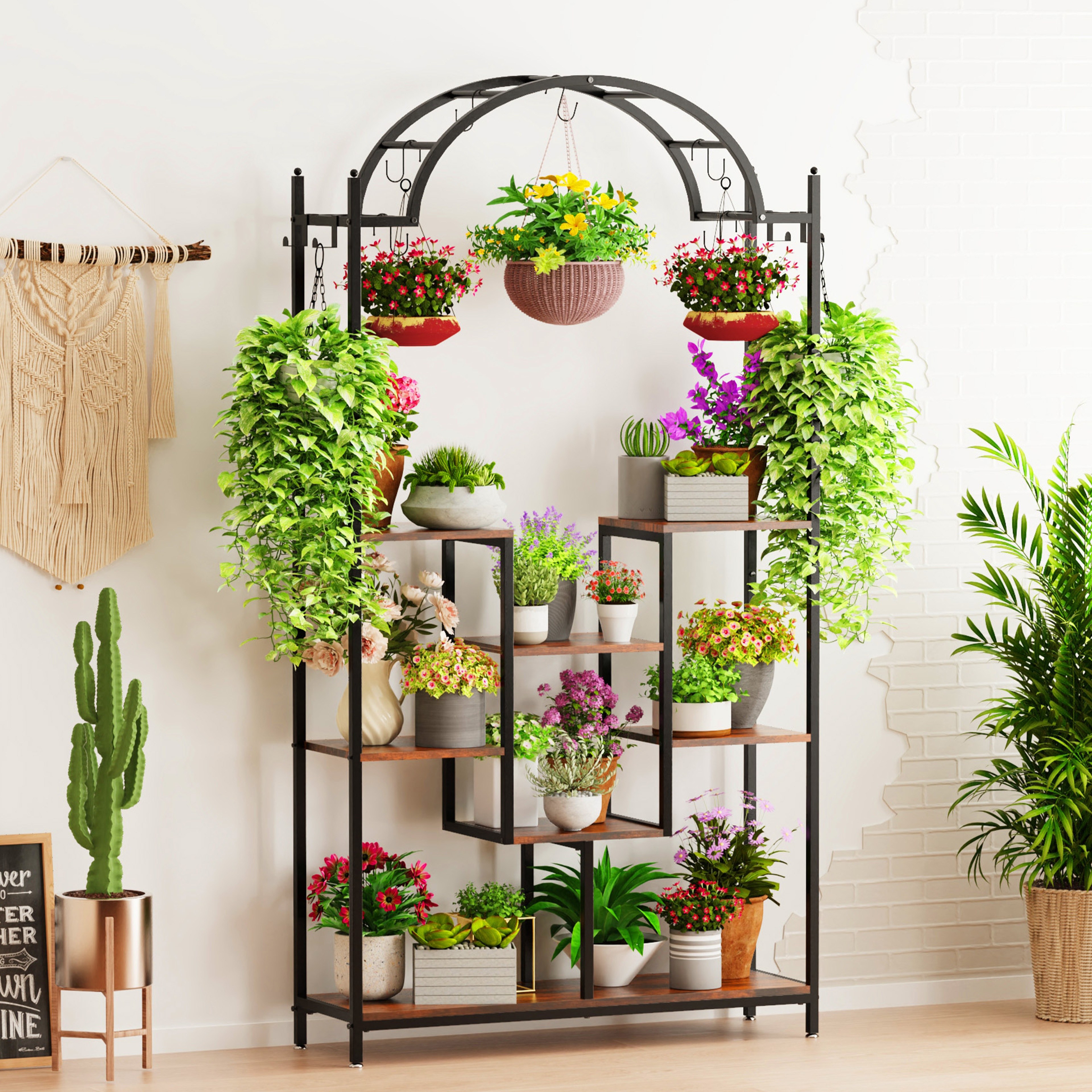 metal plant stand tall arched plant shelf multilayer ladder - Temu