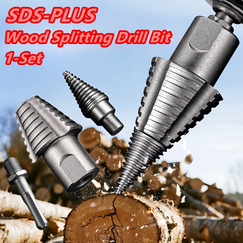 Brennholzspaltbohrer Set - 4-tlg. Holzspalter Werkzeug Mit Spiralbohrer Für Bohrmaschine