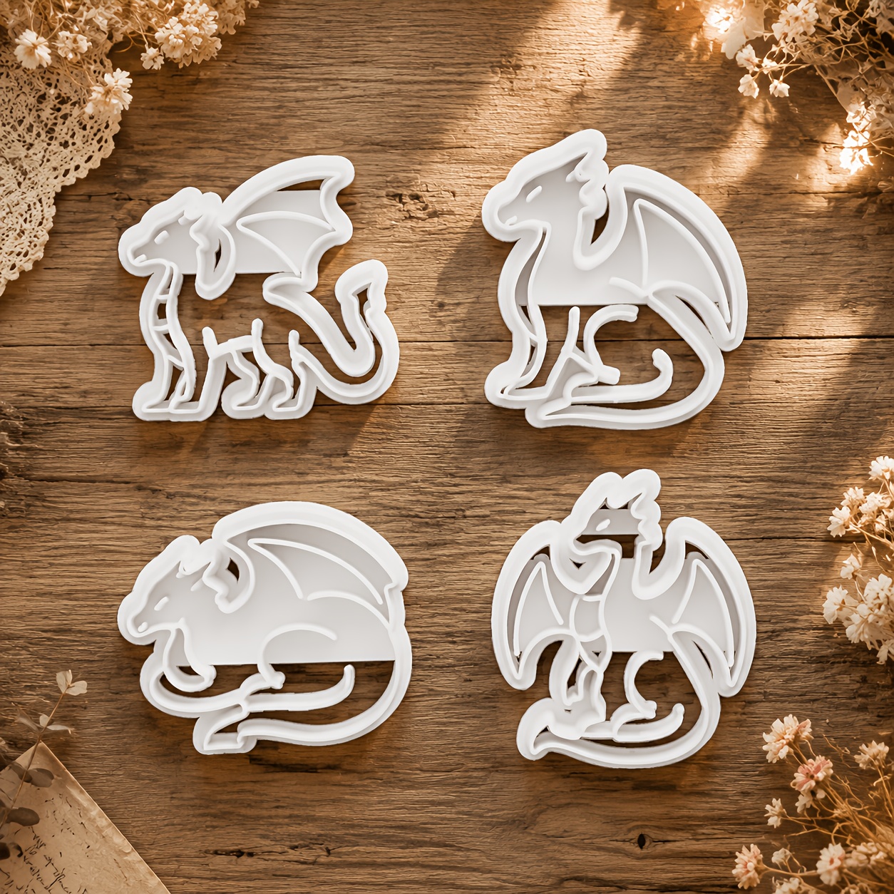 TEMU 4pcs Polymer Clay Cutter, Various Dragon Clay Molds, Dragon Shaped Clay Molds, Daily Jewelry Making Tools, Craft Supplies, Creative Pendant