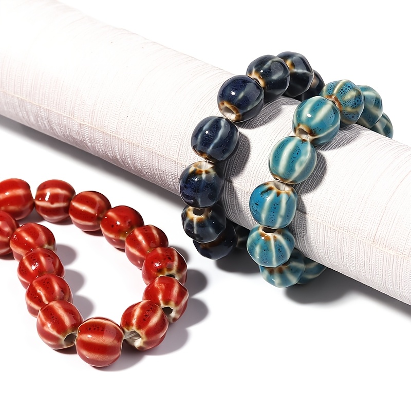 28pcs Glass Striped Colored Pumpkin Beads for DIY Jewellery