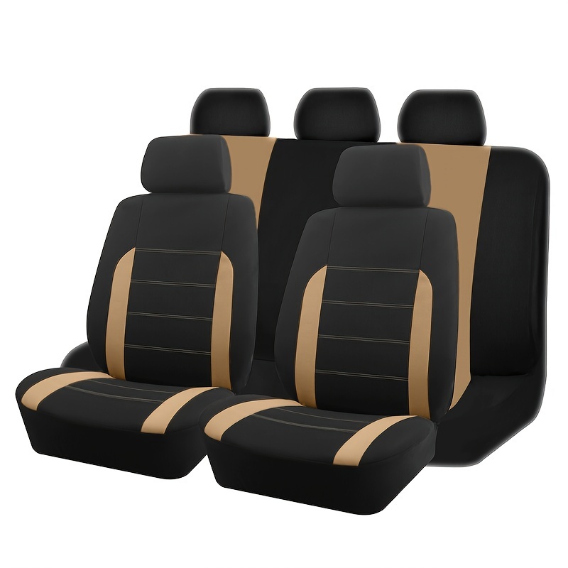 TEMU 9pcs/set Car Seat Covers, Seat Covers With Iron Hooks, Front Double-row Lines, Comfortable