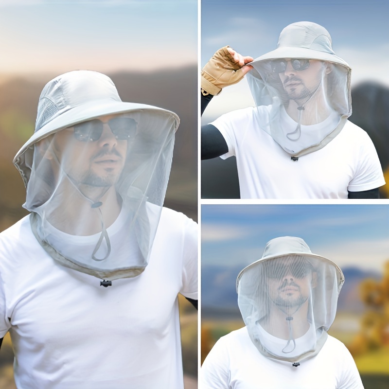 

1pc Bucket Hat With Net Mesh, Summer Anti-mosquito Hat For Outdoor Fishing Hiking Gardening