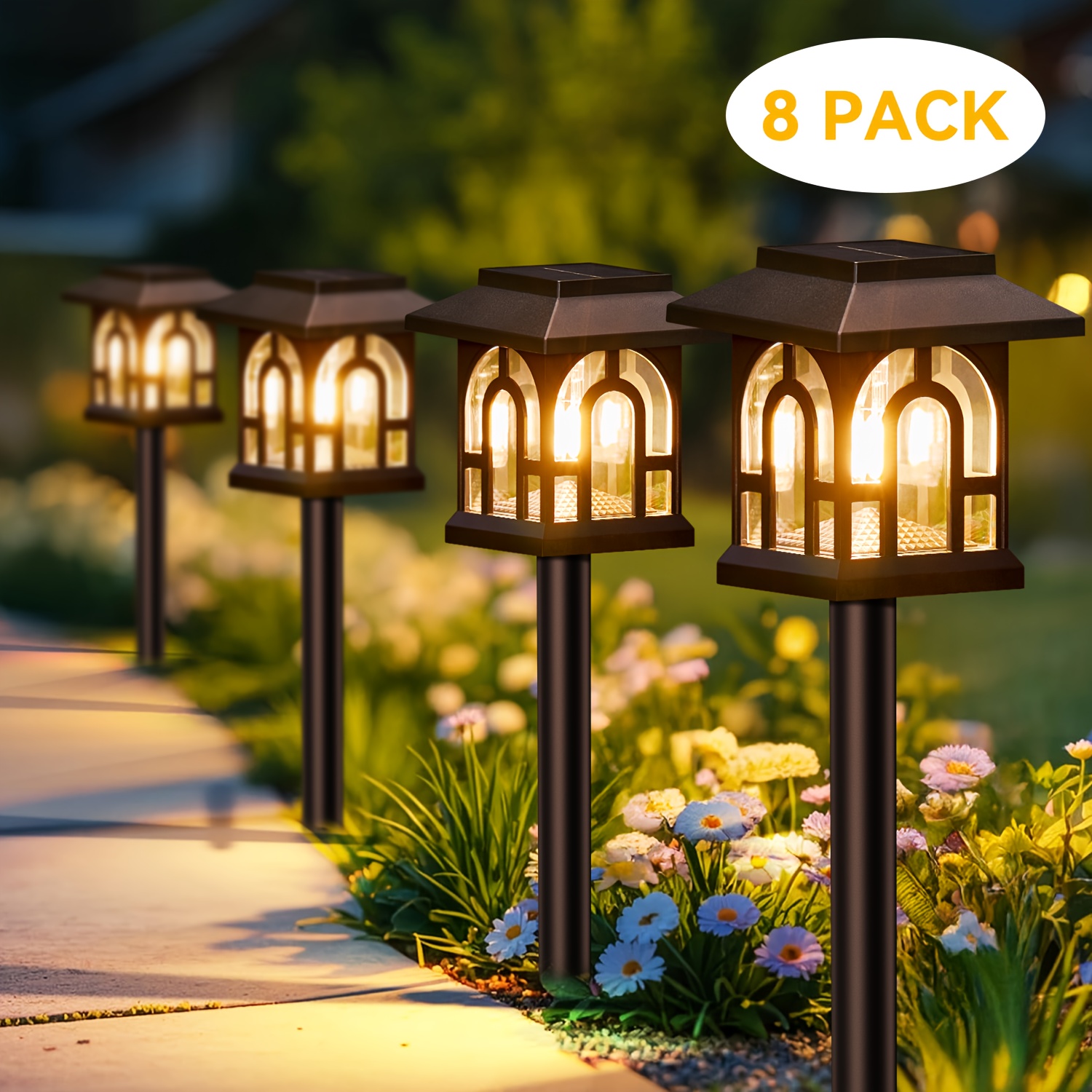 E-shop 8 Stück Solar-Gartenleuchten, Solar-Außenleuchten, LED Solarleuchten für Gang, Terrasse, Hochzeit, Party, -Dekoration, -Beleuchtung,