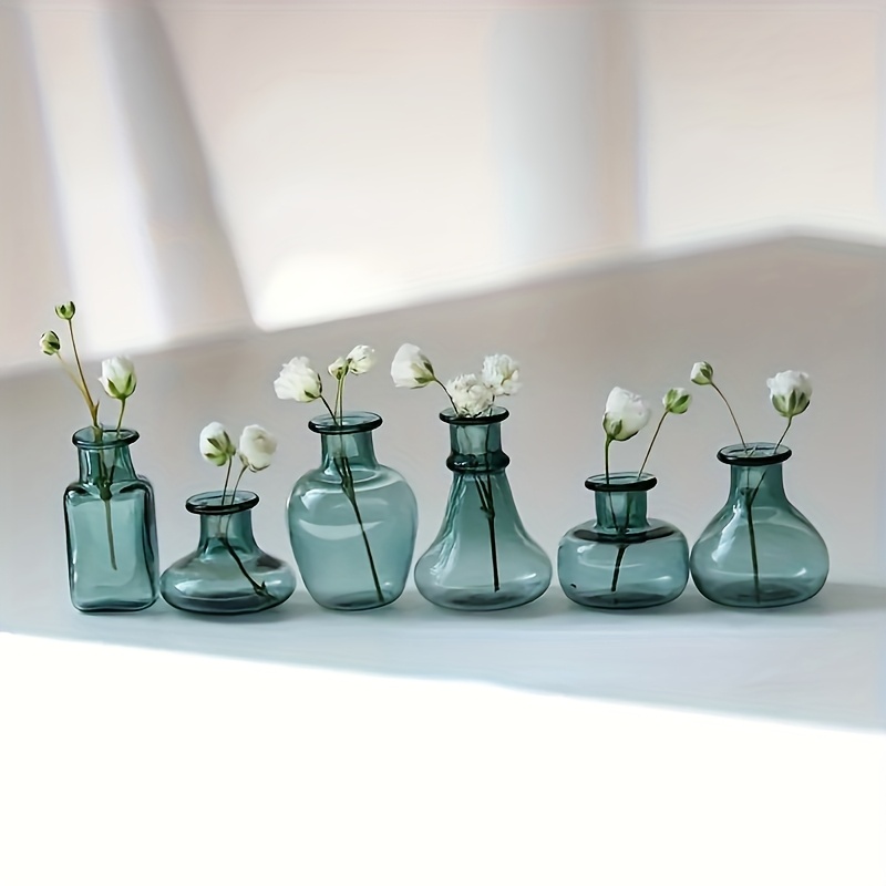 TEMU 4pcs/6pcs Vintage Mini Glass Vase Set - Dollhouses, Photography Props & Home Decor