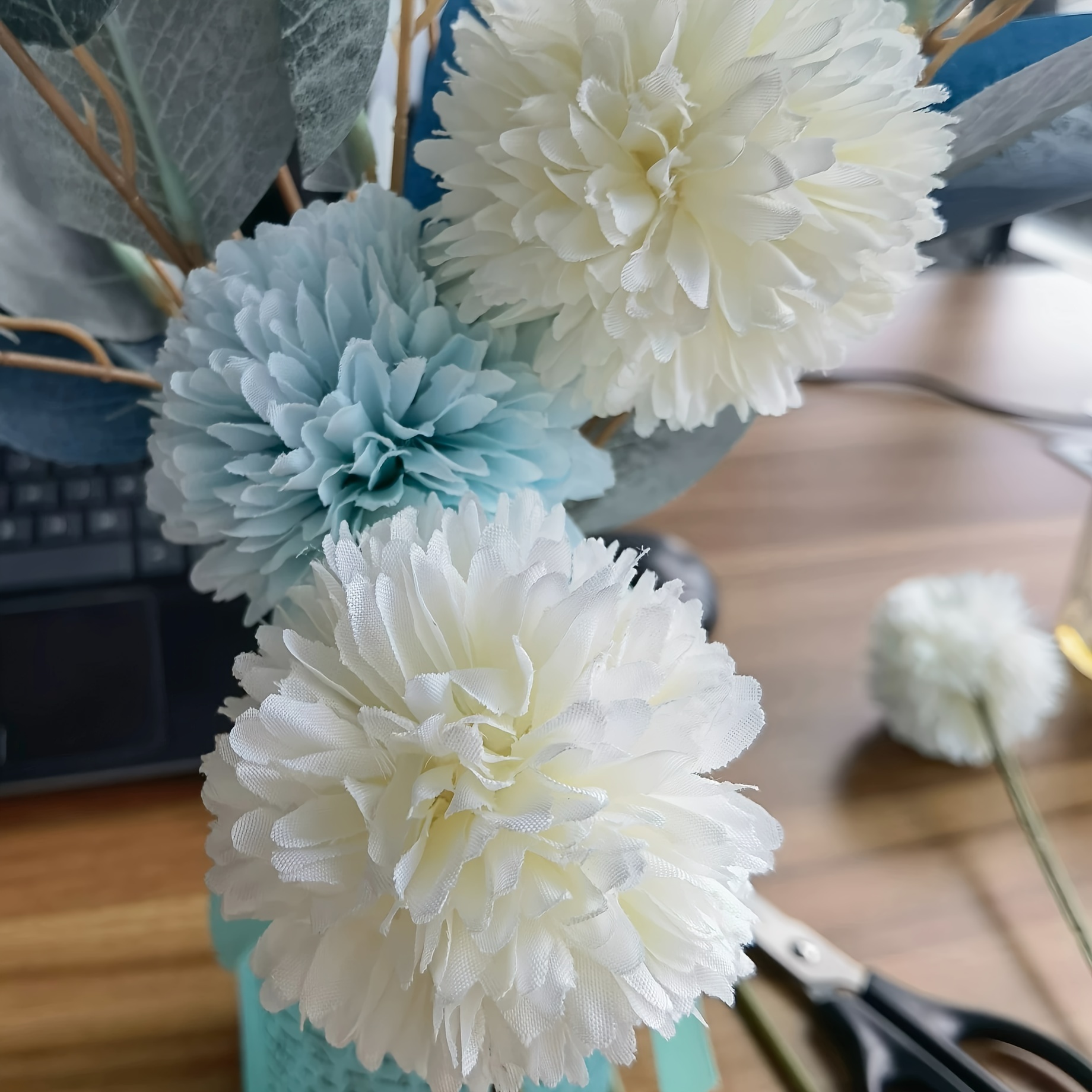1pc blue artificial hydrangea bouquet home table decor ideal for halloween christmas valentines thanksgiving mothers day Product details 4