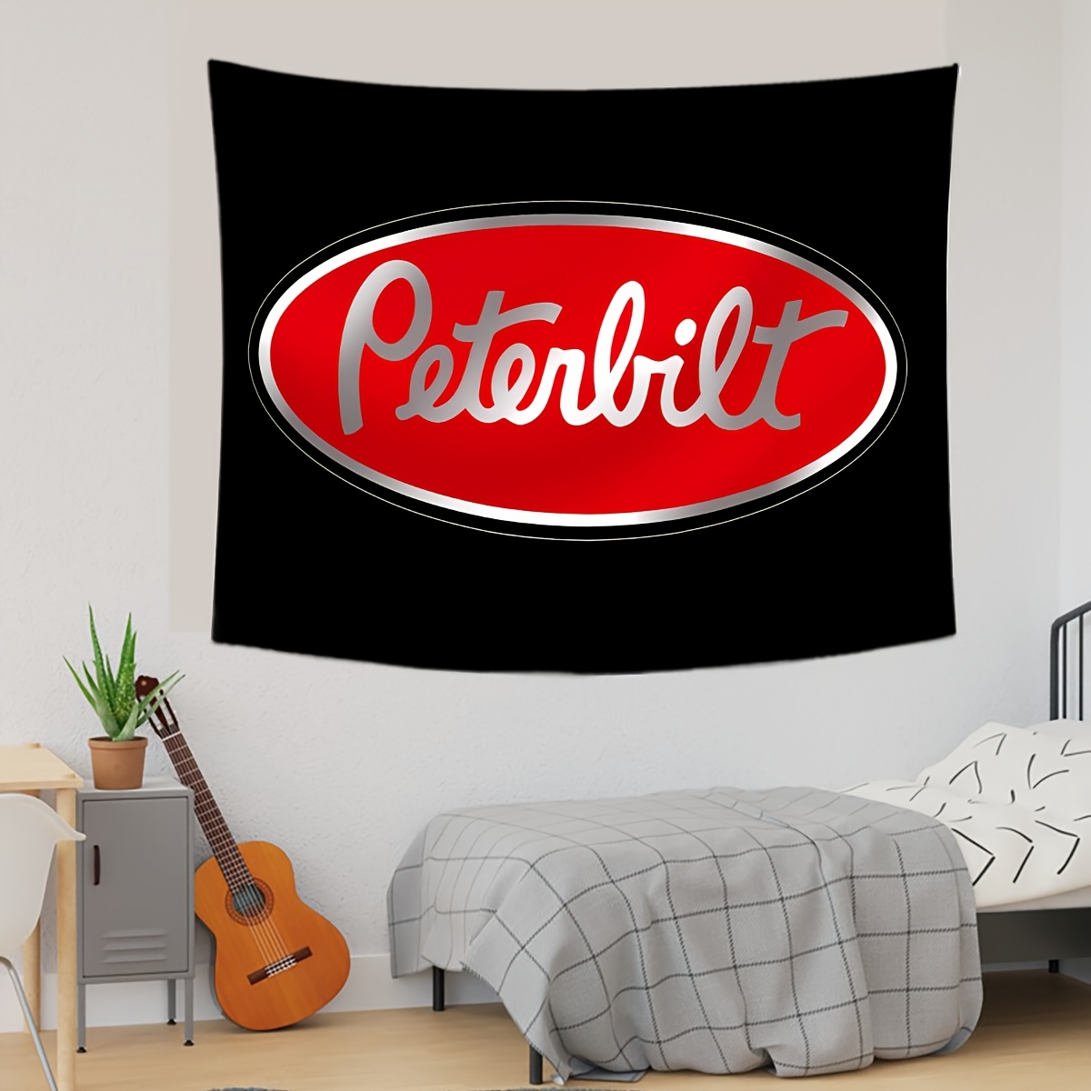 

1pc For Tapestry - Stylish Black Polyester Wall Hanging With Red & Gray Print, Dorms, Bedrooms, Living Rooms, And Home Decor, Aesthetic Room Decor