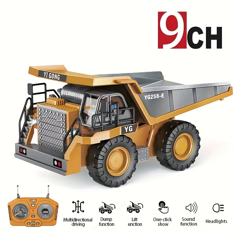 

9ch Rc Engineering Dump Truck Toy Heavy-duty Lifting Simulation Car Outdoor Activity Toy Mixed Crane Forklift Heavy-duty Excavator Remote Control Car Children's Christmas Toy Birthday Gift