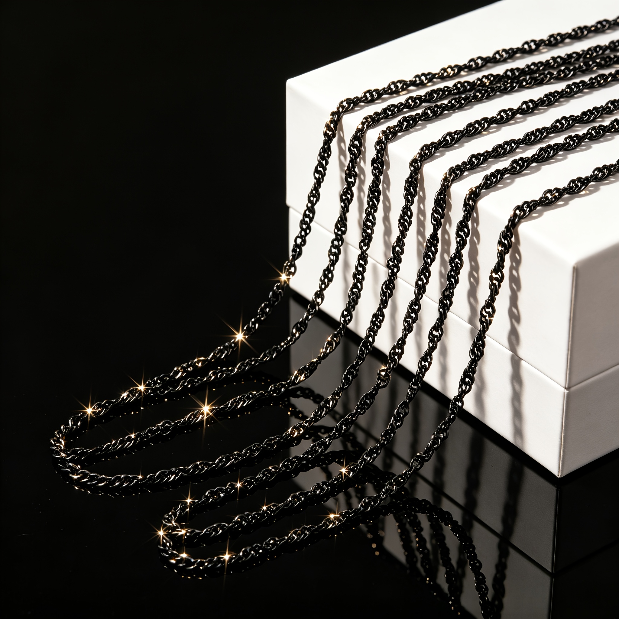 Trendy Black Twisted Rope Braid Chain Necklace