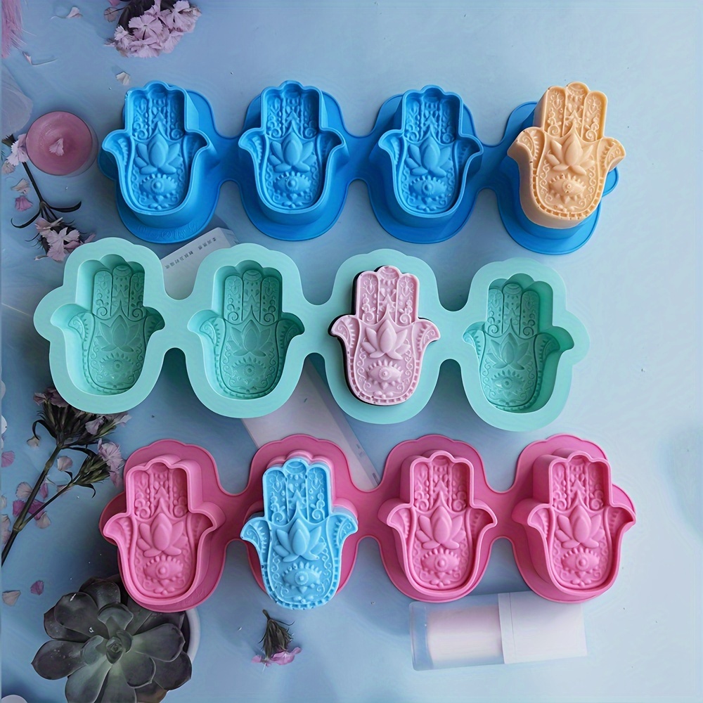 

Silicone Soap Molds 4-cavity 3d Hand Palm Shape Diy Craft Aromatherapy Wax Melt Soap Making Molds