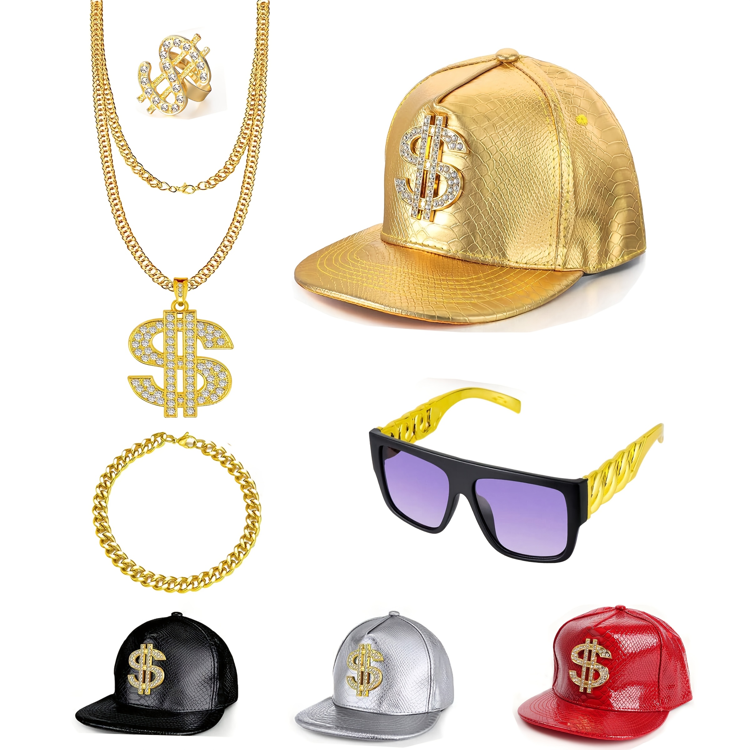 Hip Hop Costume Kit 80s 90s Rapper Accessories Set