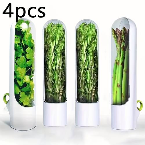 4pcs leakproof lid plastic kitchen fridge storage containers with locking lids rectangular organizers suitable for herbs vegetables beans mint reusable plastic containers