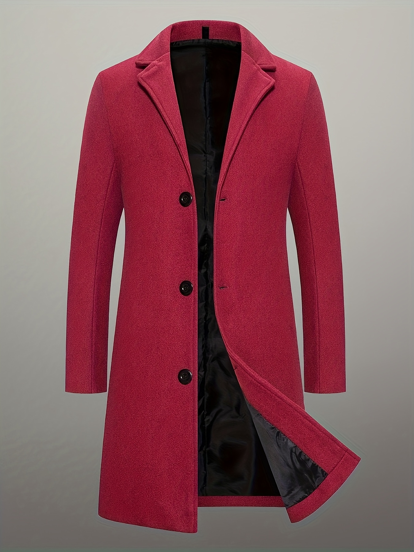 mens   length single breasted tweed overcoat mens solid color trench coat Product details 26