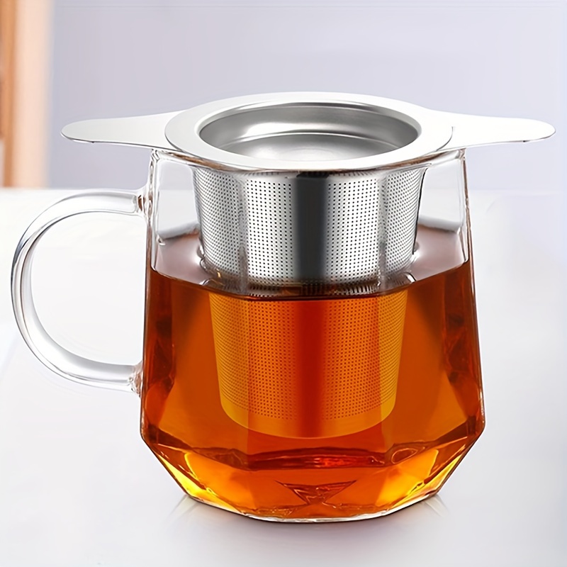 

Stainless Steel Tea Infuser With Dual Handles - Extra Fine Mesh Strainer For Loose Leaf & Herbal Teas, Fits Most Cups & Pots, Includes Lid For & Storage