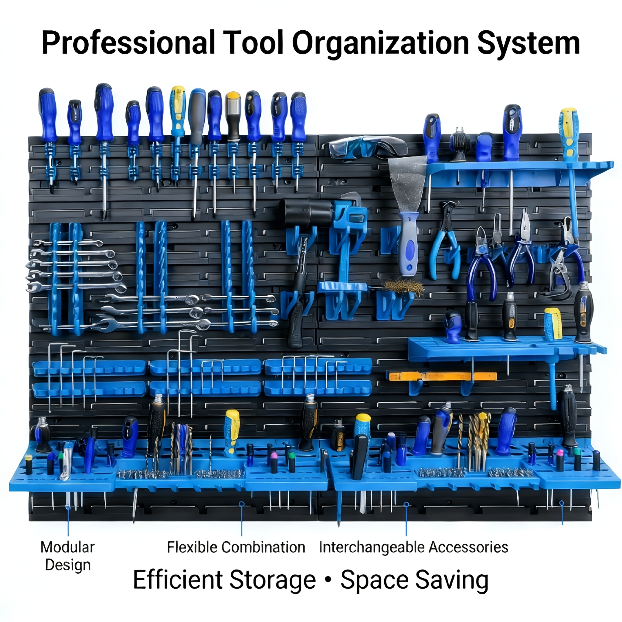 TEMU [ideal Gift] Heavy Duty Wall Mounted Tool Organizer, Space Saving Garage Storage System With Floating Shelves, Tool Rack For Workshop, Perfect