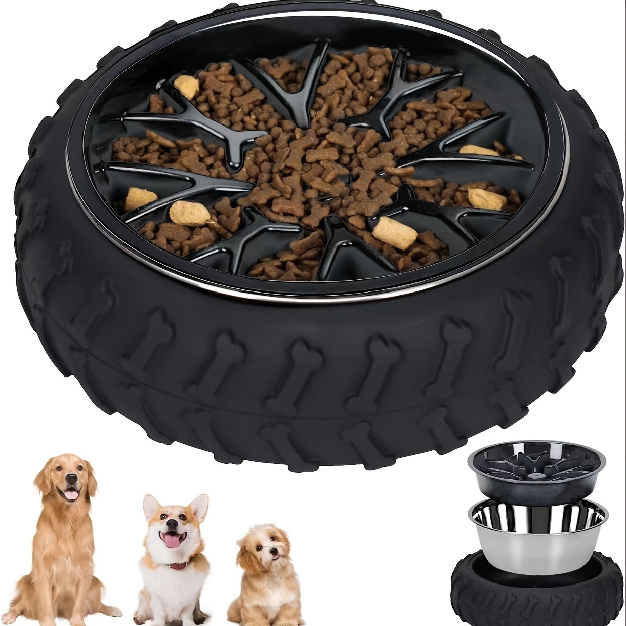 

Bol pour Chien à Alimentation Lente 3-en-1 - Design Créatif, Jouet Puzzle Détachable pour Animaux pour une Alimentation & Jeu