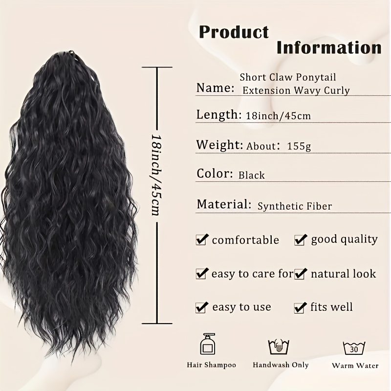 45.72cm women s clip-in ponytail extension - heat-resistant synthetic hair for parties, cosplay &   - natural look, easy to style, fits all   details 0