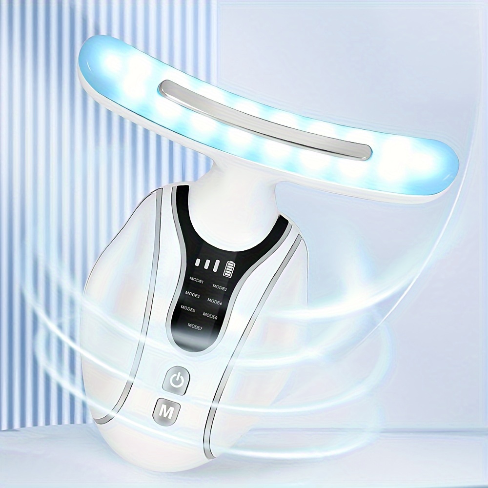 

7 Colors Led Neck And Face Lift Device: Home Use Neck And Face Beauty Instrument With 7 Color Led Lights And Usb Charging