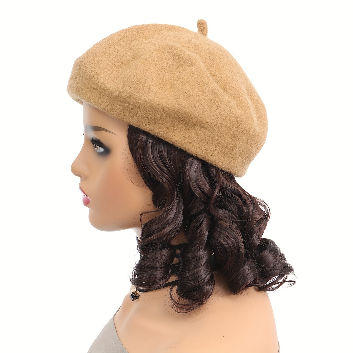 hat wig beret hat with hair extensions classic hat attache  display picture 1